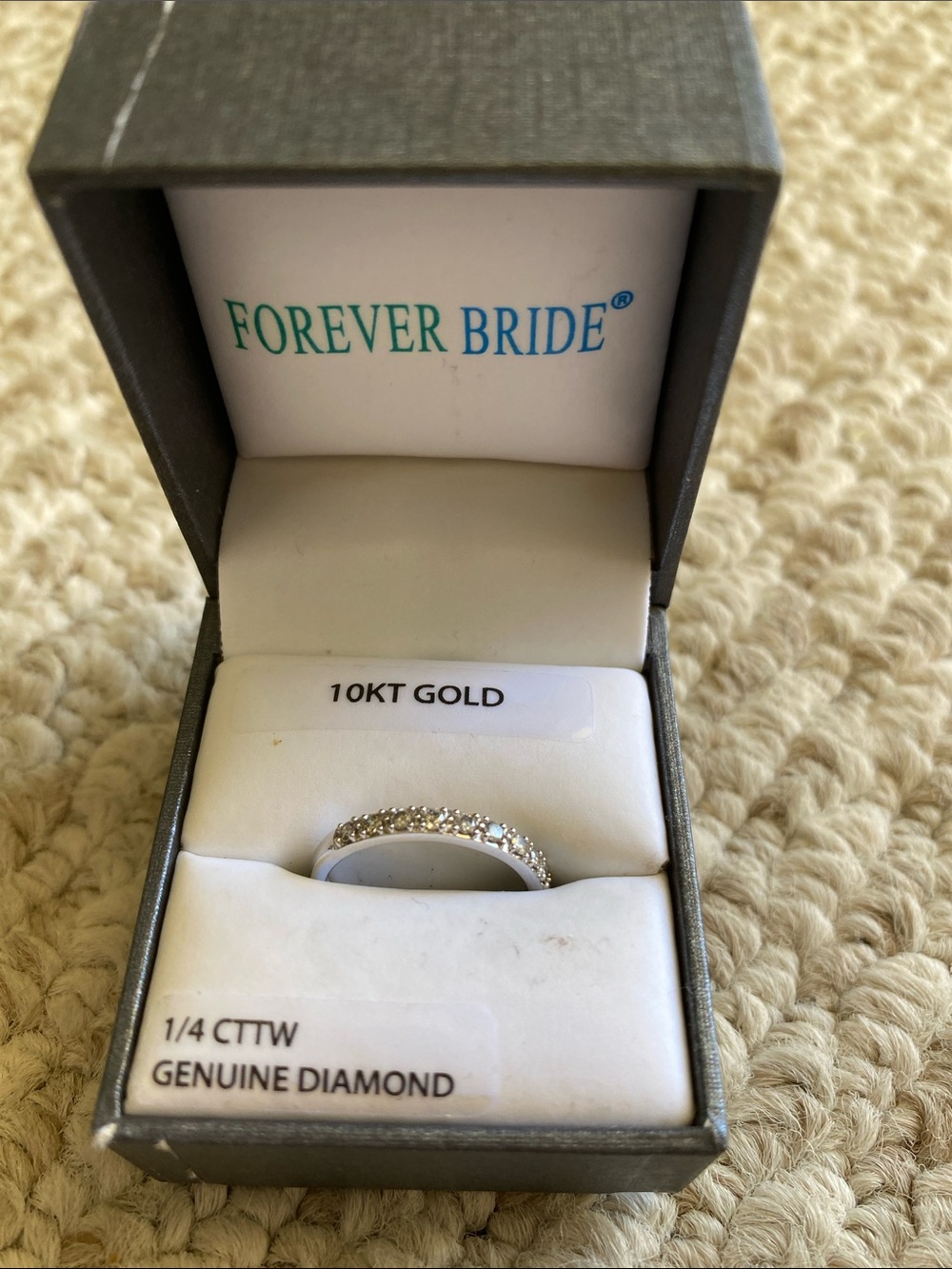 Forever Bride  White Tone Diamond Stackable Wedding Band